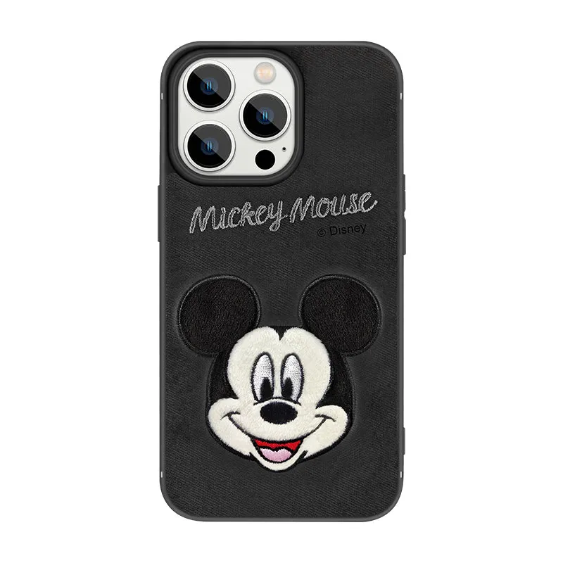 UKA Disney Flannelette Embroidery Premium Leather Back Case Cover