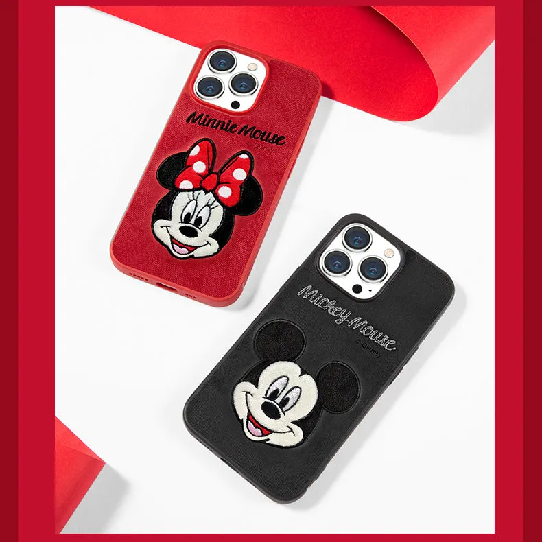 UKA Disney Flannelette Embroidery Premium Leather Back Case Cover