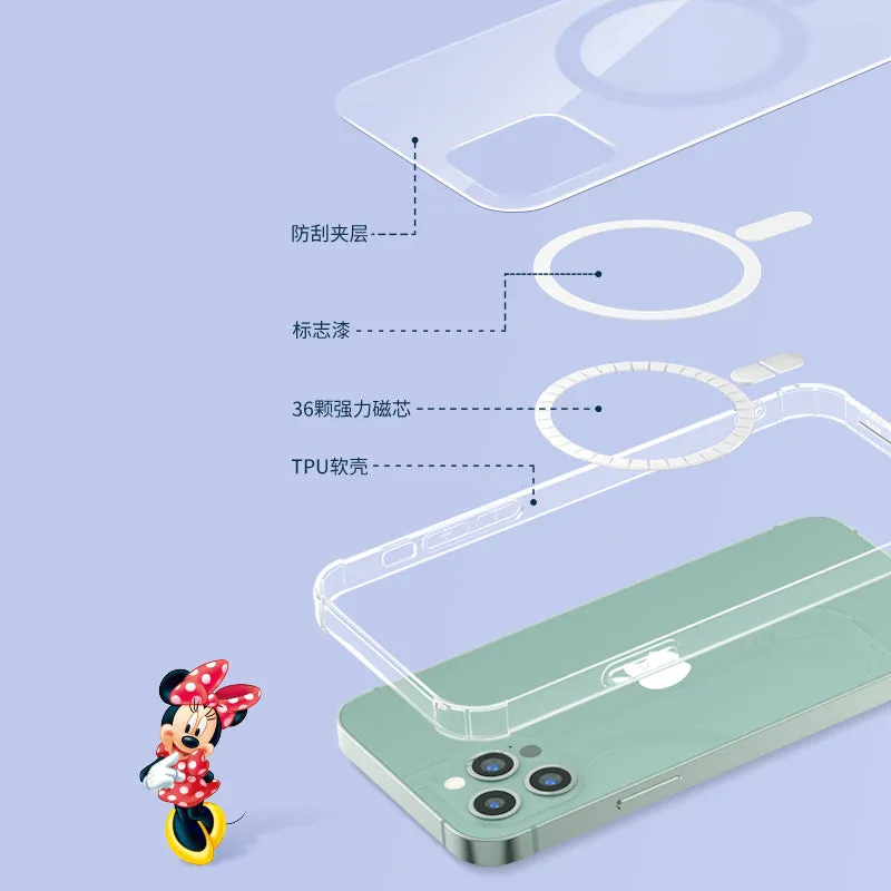 UKA Disney Mickey&Friends Anti-fall Clear PC TPU Magnetic MagSafe Case Cover