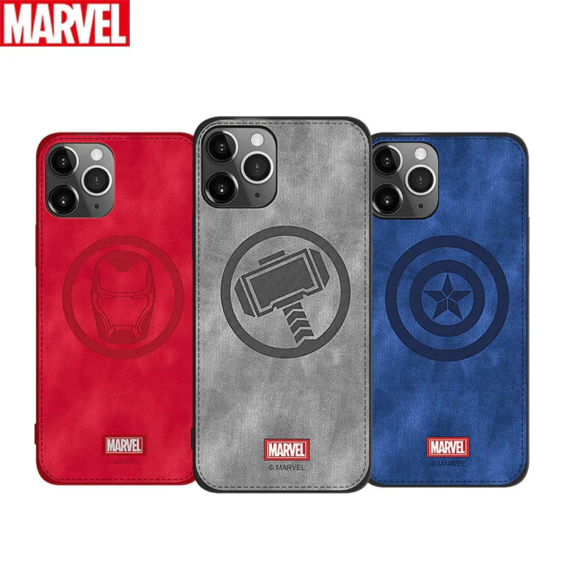 UKA Marvel Avengers TPU Frame Fabric Imprint Leather Back Case Cover