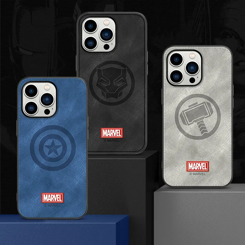 UKA Marvel Avengers TPU Frame Fabric Imprint Leather Back Case Cover