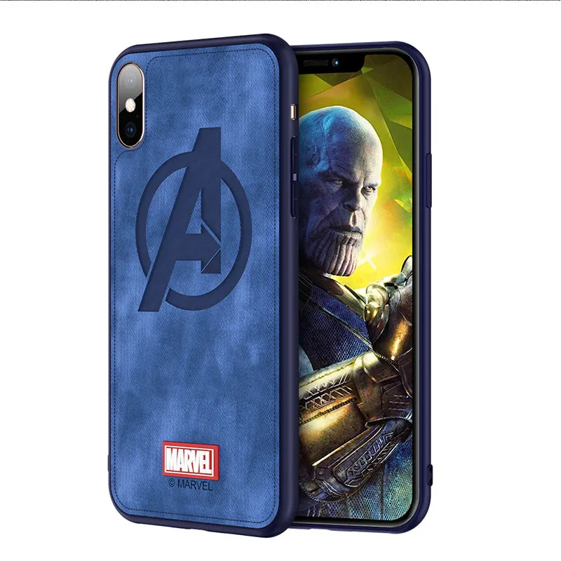 UKA Marvel Avengers TPU Frame Fabric Imprint Leather Back Case Cover