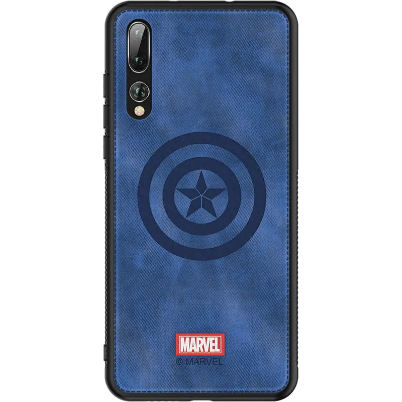 UKA Marvel Avengers TPU Frame Fabric Imprint Leather Back Case Cover