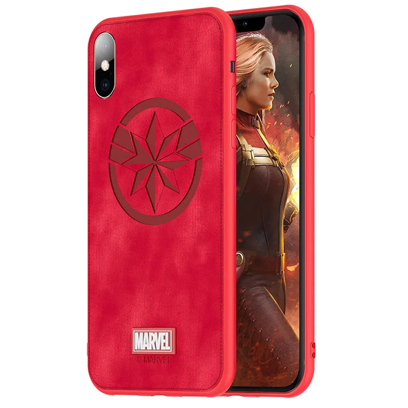 UKA Marvel Avengers TPU Frame Fabric Imprint Leather Back Case Cover