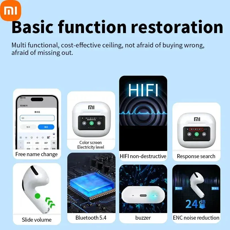 Xiaomi A10 Pro Wireless Bluetooth 5.4 Headphones Touch Screen HIFI Sport Waterproof Comfortable Earphone Call Headsets With Mic