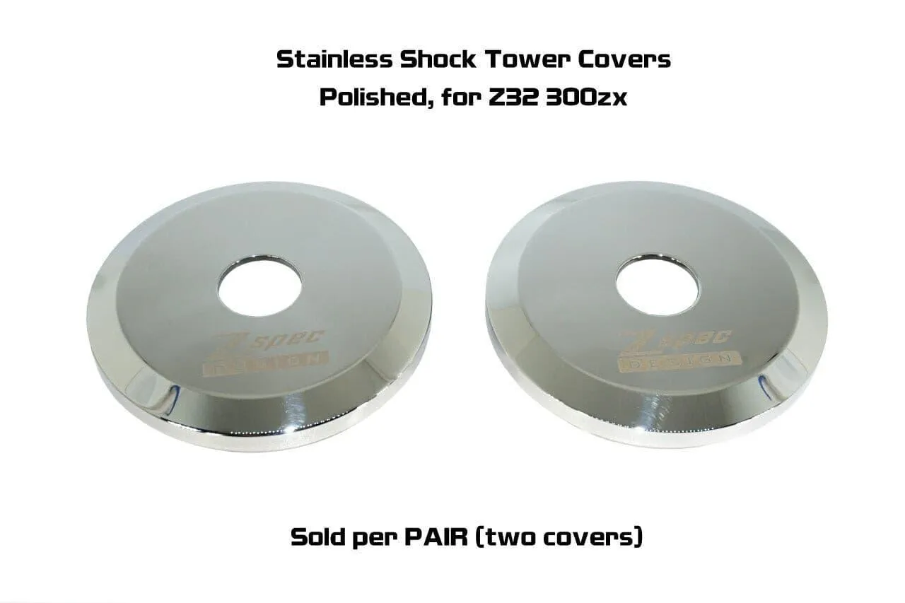 ZSPEC Shock Tower Covers, Polished Stainless, for '90-96 Nissan Z32 300zx